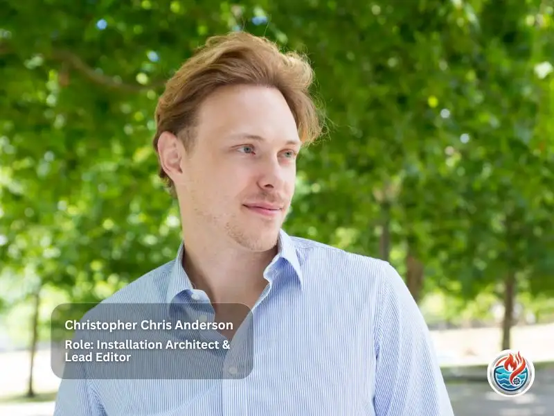 Headshot of Christopher Chris Anderson, Installation Architect and Lead Editor, smiling outdoors against green trees.